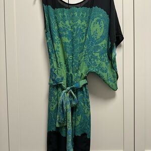 BCBGMaxAzria Asymmetrical Dress in Green and Black